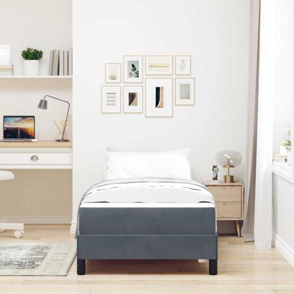 Boxspringbett mit Matratze Dunkelgrau 90 x 200 cm Samt