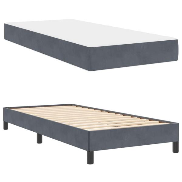Boxspringbett mit Matratze Dunkelgrau 90 x 200 cm Samt