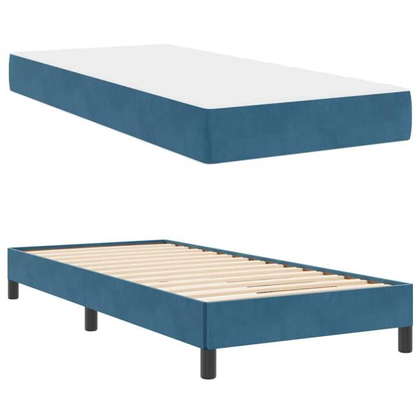 Boxspringbett mit Matratze Dunkelblau 90 x 200 cm Samt