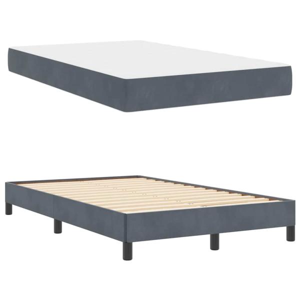 Boxspringbett mit Matratze Dunkelgrau 120 x 190 cm Samt