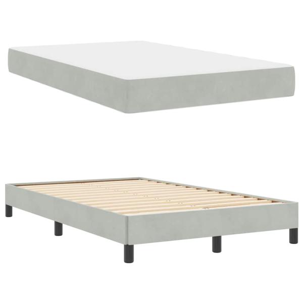 Boxspringbett mit Matratze Hellgrau 120 x 200 cm Samt