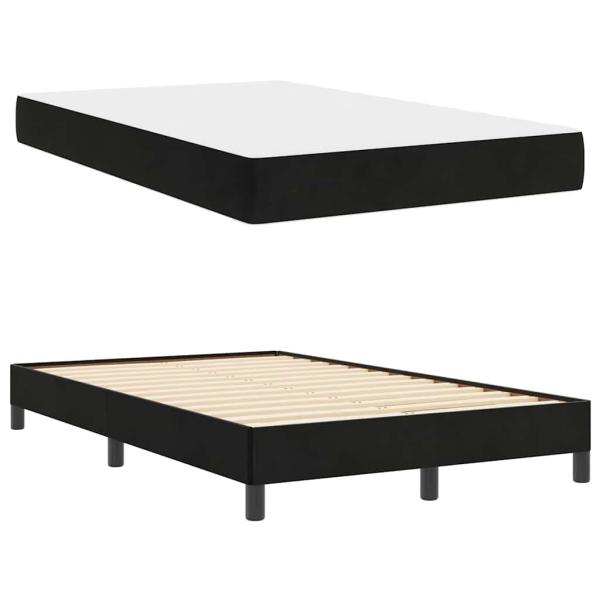 Boxspringbett mit Matratze Schwarz 120 x 200 cm Samt