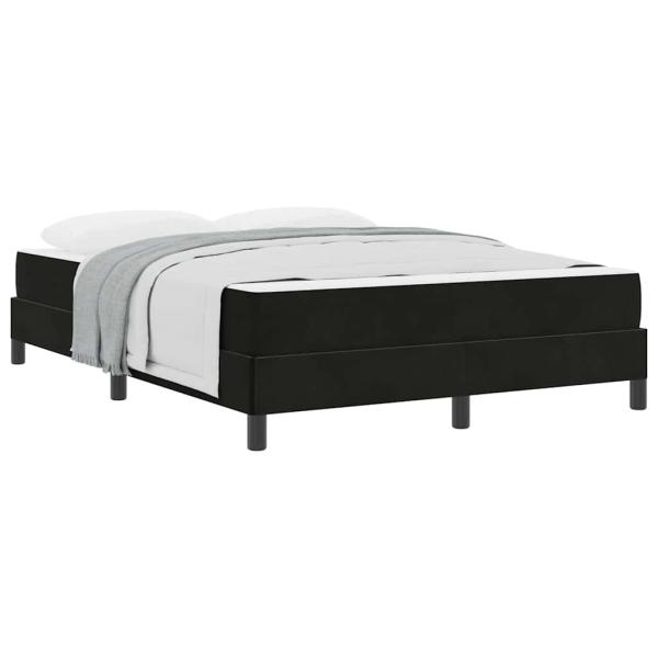 Boxspringbett mit Matratze Schwarz 140 x 190 cm Samt