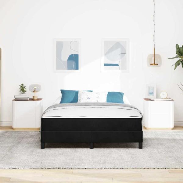 Boxspringbett mit Matratze Schwarz 140 x 190 cm Samt