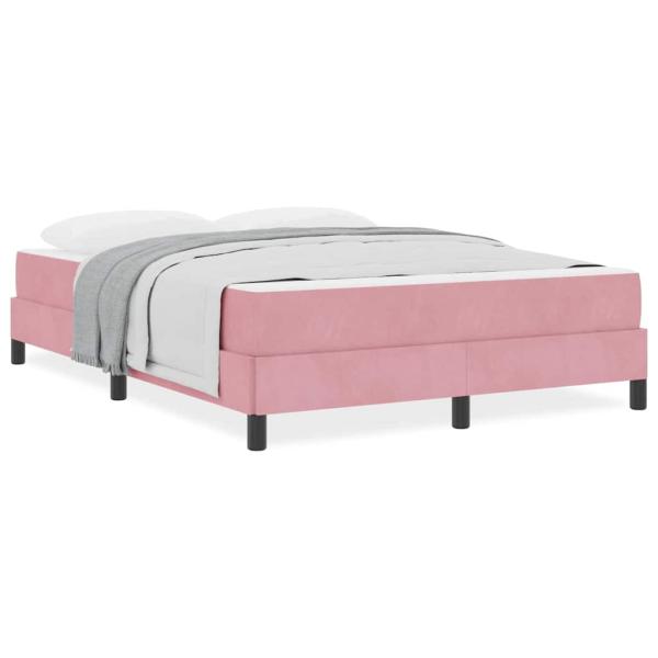 Boxspringbett mit Matratze Rosa 140 x 190 cm Samt