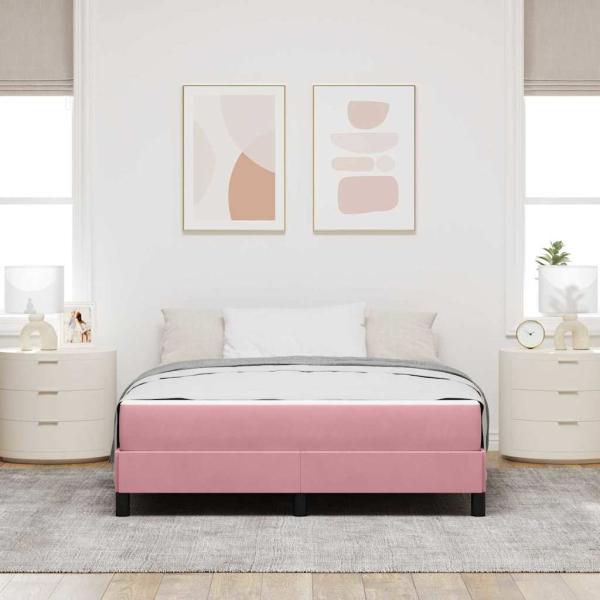 Boxspringbett mit Matratze Rosa 140 x 190 cm Samt