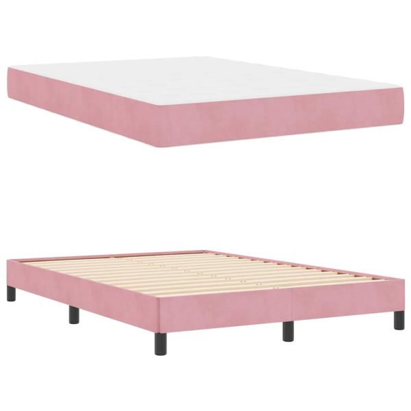 Boxspringbett mit Matratze Rosa 140 x 190 cm Samt