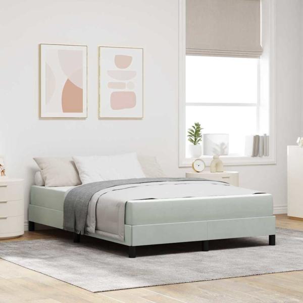 ARDEBO.de - Boxspringbett mit Matratze Hellgrau 140 x 200 cm Samt