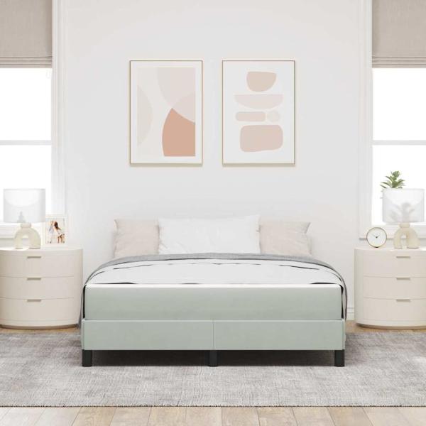 Boxspringbett mit Matratze Hellgrau 140 x 200 cm Samt