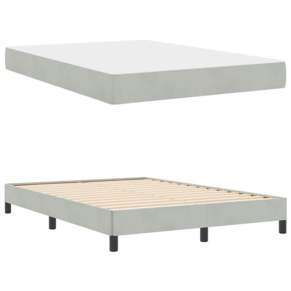Boxspringbett mit Matratze Hellgrau 140 x 200 cm Samt