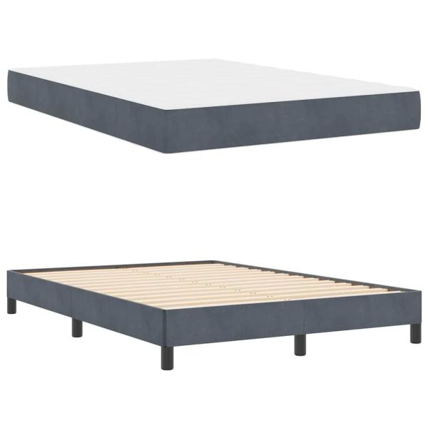 Boxspringbett mit Matratze Dunkelgrau 140 x 200 cm Samt
