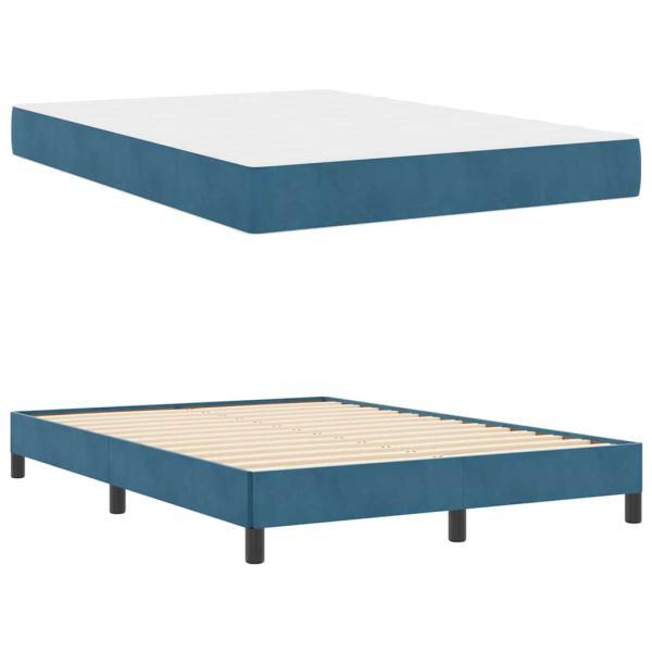 Boxspringbett mit Matratze Dunkelblau 140 x 200 cm Samt