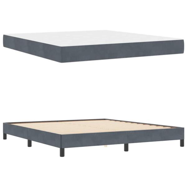 Boxspringbett mit Matratze Dunkelgrau 180 x 200 cm Samt