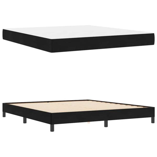 Boxspringbett mit Matratze Schwarz 180 x 200 cm Samt