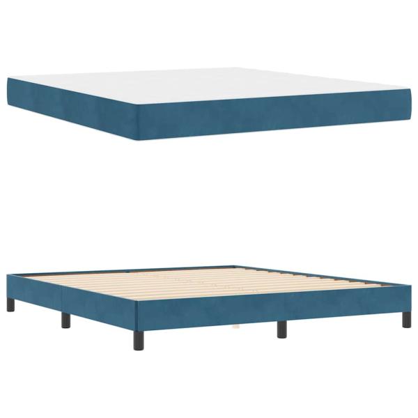 Boxspringbett mit Matratze Dunkelblau 180 x 200 cm Samt