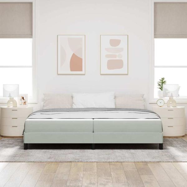 Boxspringbett mit Matratze Hellgrau 200 x 200 cm Samt