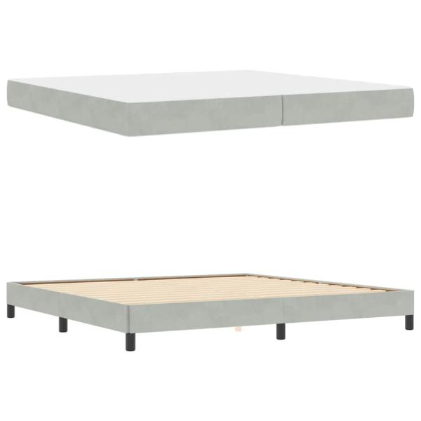 Boxspringbett mit Matratze Hellgrau 200 x 200 cm Samt