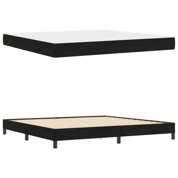 Boxspringbett mit Matratze Schwarz 200 x 200 cm Samt