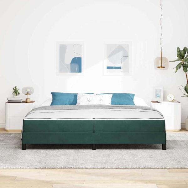 Boxspringbett mit Matratze Dunkelgrün 200 x 200 cm Samt