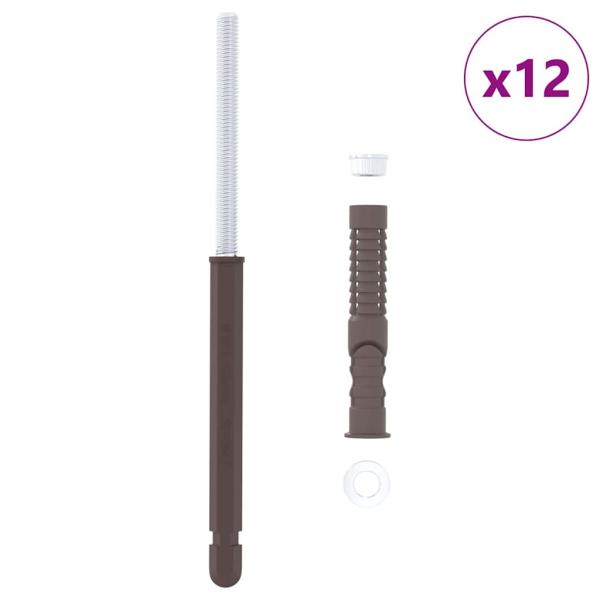 Schwebende Regalhalterungen 12 pcs Braun Ø10 x 170 mm Stahl