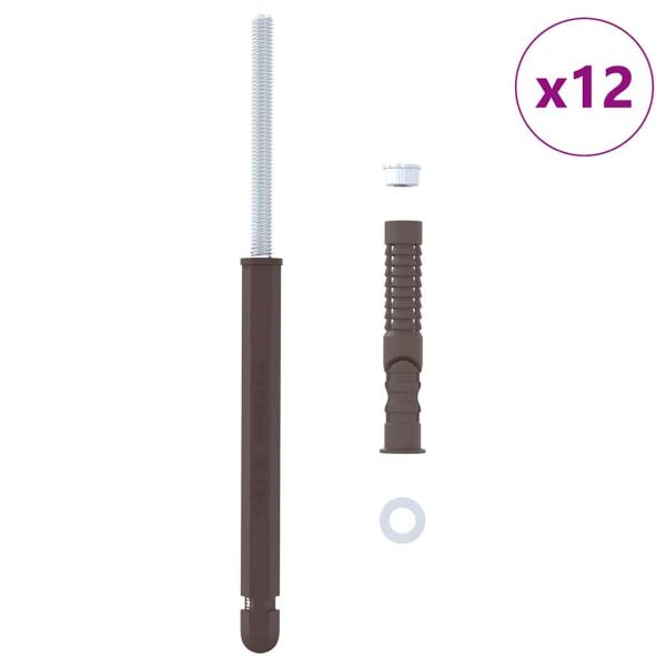 Schwebende Regalhalterungen 12 pcs Braun Ø12 x 190 mm Stahl