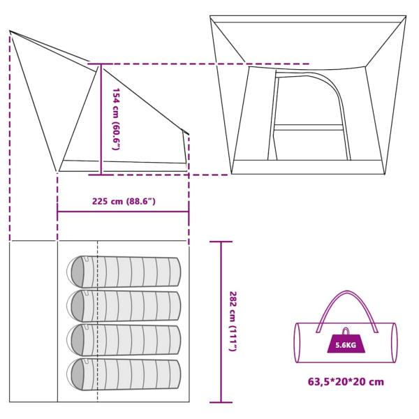 Zelt Grün 282 x 225 x 154 cm