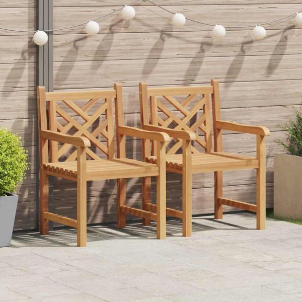 ARDEBO.de - Gartenstuhl 2 pcs Braun 58 x 60 x 90 cm Massives Teakholz