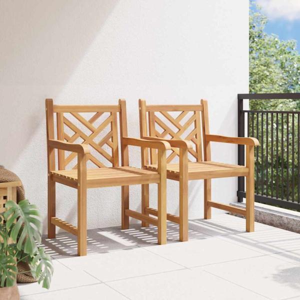 Gartenstuhl 2 pcs Braun 58 x 60 x 90 cm Massives Teakholz