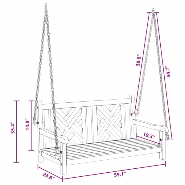 Schaukelbank Sonstiges Braun 114 x 60 x 64 cm Massives Teakholz