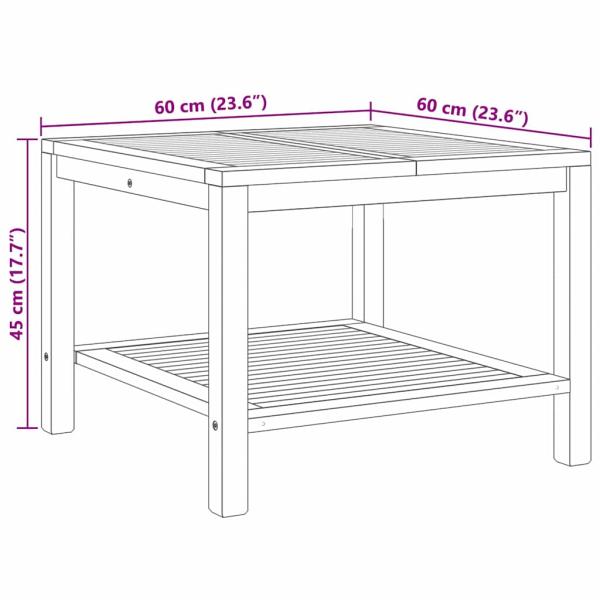 Couchtisch Braun 60 x 60 x 45 cm Massives Teakholz