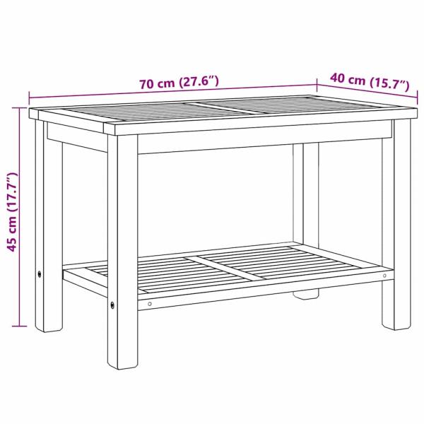 Couchtisch Braun 70 x 40 x 45 cm Massives Teakholz