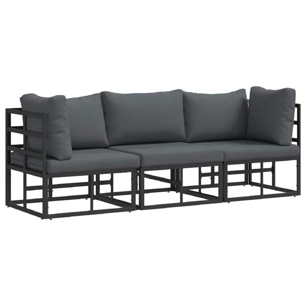 Gartenmöbel-Sets mit Kissen mit Kissen 3 pcs Schwarz und Anthrazit