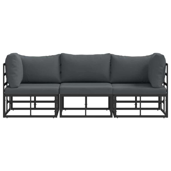 Gartenmöbel-Sets mit Kissen mit Kissen 3 pcs Schwarz und Anthrazit