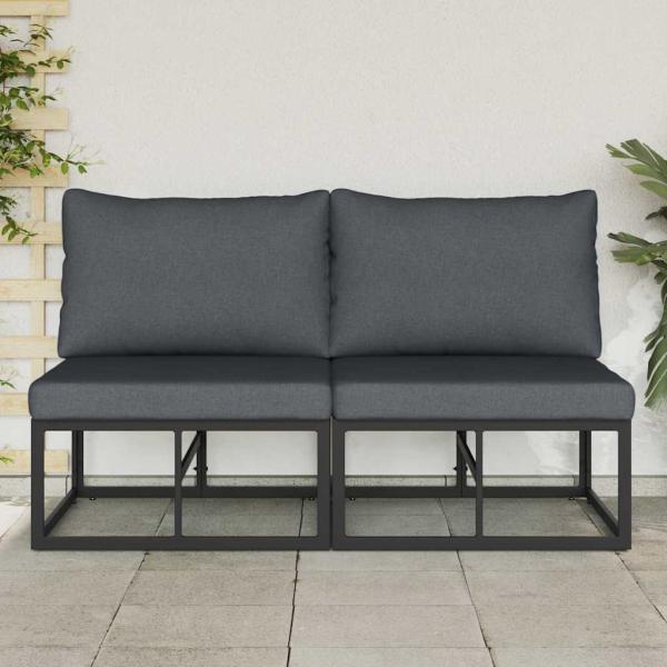Gartenmöbel-Sets mit Kissen mit Kissen 2 pcs Schwarz und Anthrazit