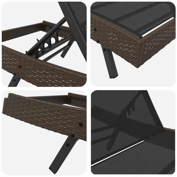Liegestuhl mit Kissen -Person 2 pcs Braun 40 x 40 x 40,5 cm Poly Rattan