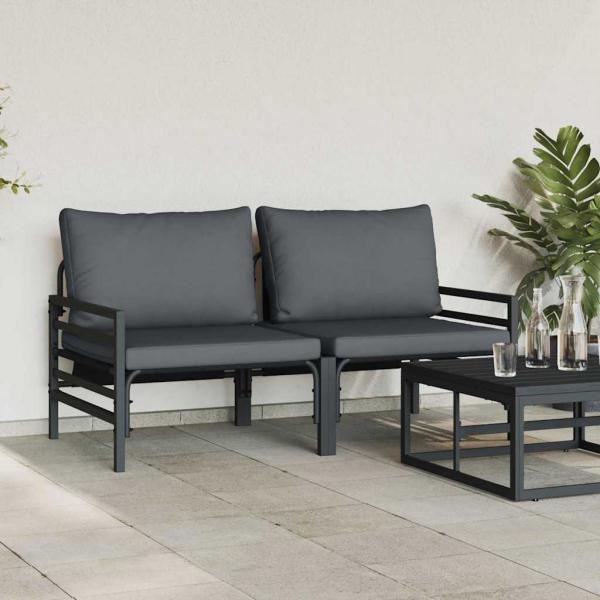 Gartenmöbel-Sets mit Kissen mit Kissen 2 pcs Anthrazit