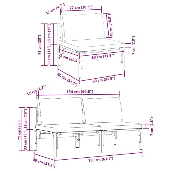 Gartenmöbel-Sets mit Kissen mit Kissen 2 pcs Anthrazit