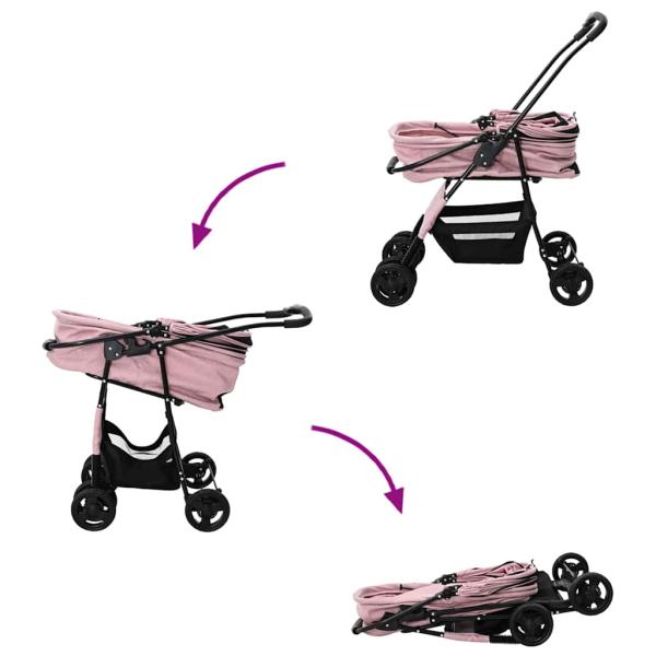 Faltbarer Haustierwagen Rosa 81 x 47 x 99 cm Oxford Stoff