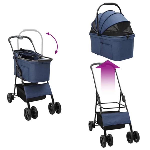 Faltbarer Haustierwagen Blau 81 x 47 x 99 cm Oxford Stoff