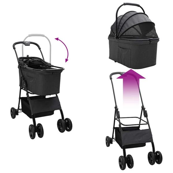 Faltbarer Haustierwagen Schwarz 81 x 47 x 99 cm Oxford Stoff