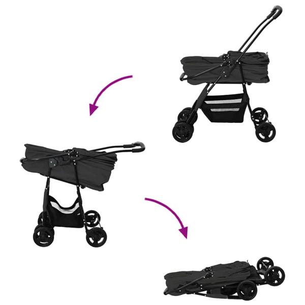 Faltbarer Haustierwagen Schwarz 81 x 47 x 99 cm Oxford Stoff