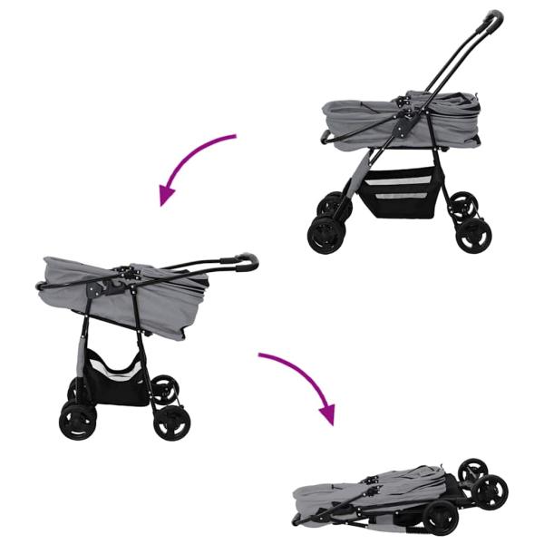 Faltbarer Haustierwagen Grau 81 x 47 x 99 cm Oxford Stoff
