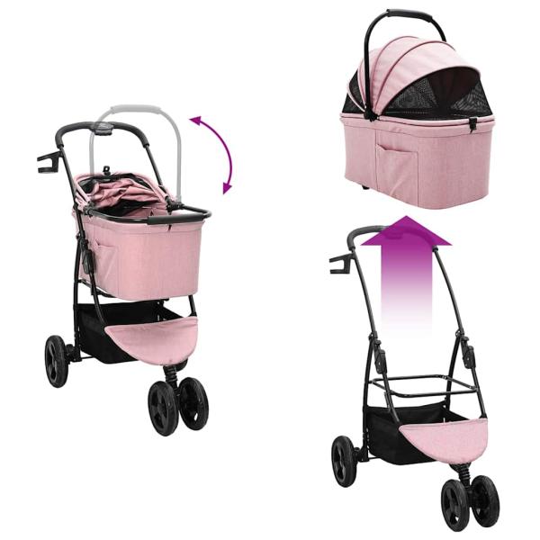 Faltbarer Haustierwagen Rosa 78 x 54 x 101 cm Oxford Stoff