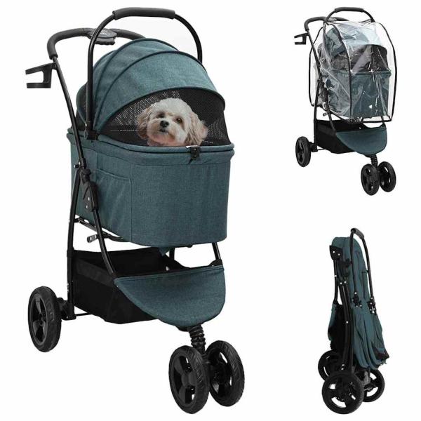 ARDEBO.de - Faltbarer Haustierwagen Grün 78 x 54 x 101 cm Oxford Stoff
