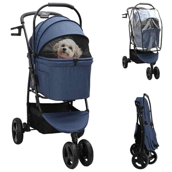 ARDEBO.de - Faltbarer Haustierwagen Blau 78 x 54 x 101 cm Oxford Stoff