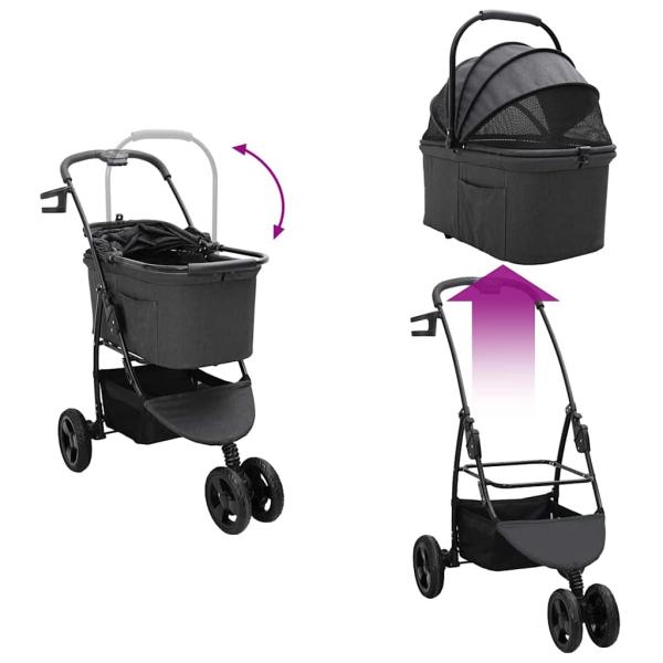 Faltbarer Haustierwagen Schwarz 78 x 54 x 101 cm Oxford Stoff