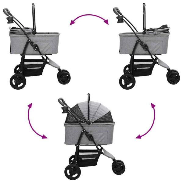 Faltbarer Haustierwagen Grau 78 x 54 x 101 cm Oxford Stoff