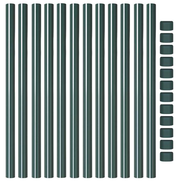 Zaunpfosten 12 pcs Grün 70 cm Pulverbeschichteter Stahl