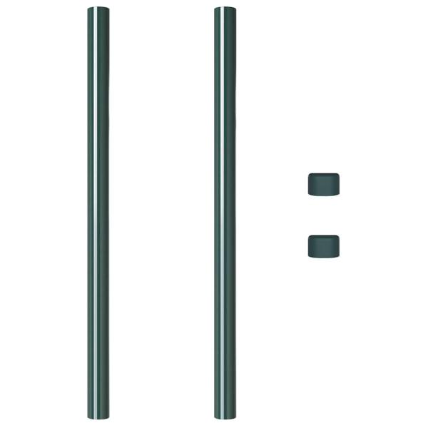 Zaunpfosten 2 pcs Grün 80 cm Pulverbeschichteter Stahl