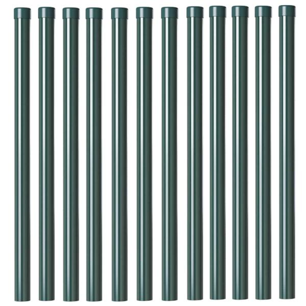 Zaunpfosten 12 pcs Grün 80 cm Pulverbeschichteter Stahl